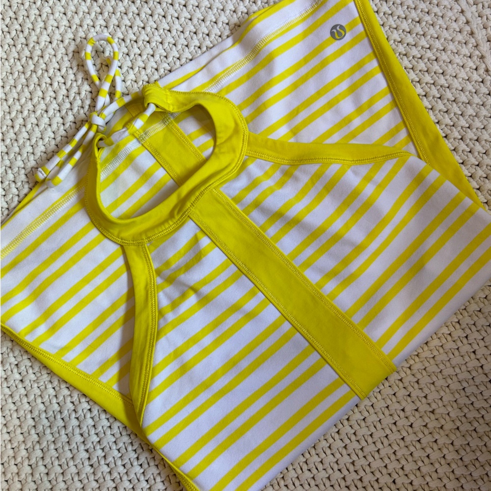 Lululemon Yellow and White Striped Halter Top